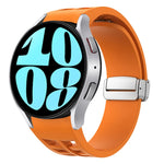 リチャード マグネティック折りたたみシルバーバックルシリコン製時計バンド、Samsung Galaxy Watch 6 40 / 44mm用、Samsung Galaxy Watch 5 40 / 44mm用、Samsung Galaxy Watch 4 40 / 44mm用