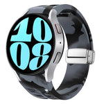 リチャード マグネティック折りたたみシルバーバックルシリコン製時計バンド、Samsung Galaxy Watch 6 40 / 44mm用、Samsung Galaxy Watch 5 40 / 44mm用、Samsung Galaxy Watch 4 40 / 44mm用