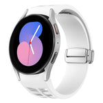 リチャード マグネティック折りたたみシルバーバックルシリコン製時計バンド、Samsung Galaxy Watch 6 40 / 44mm用、Samsung Galaxy Watch 5 40 / 44mm用、Samsung Galaxy Watch 4 40 / 44mm用