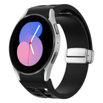 リチャード マグネティック折りたたみシルバーバックルシリコン製時計バンド、Samsung Galaxy Watch 6 40 / 44mm用、Samsung Galaxy Watch 5 40 / 44mm用、Samsung Galaxy Watch 4 40 / 44mm用