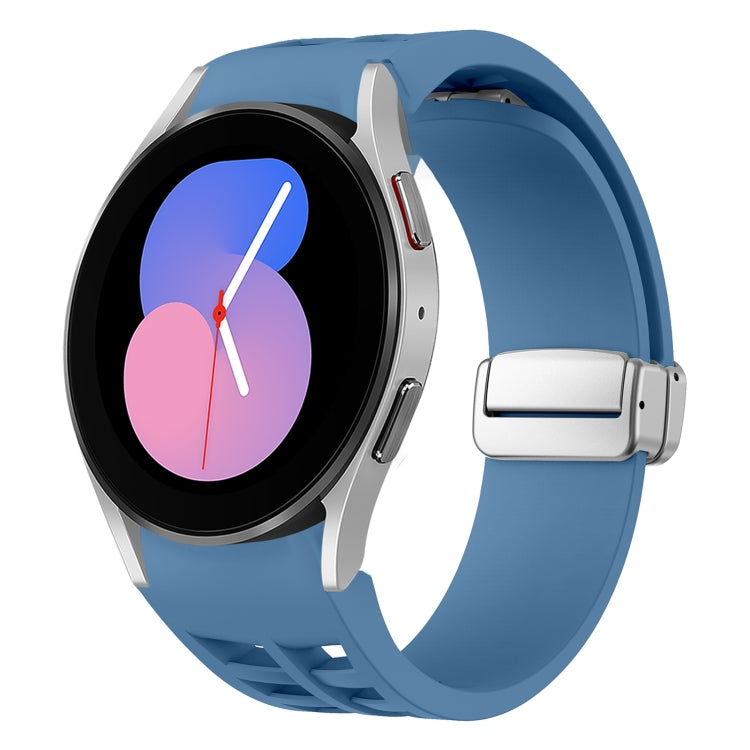 リチャード マグネティック折りたたみシルバーバックルシリコン製時計バンド、Samsung Galaxy Watch 6 40 / 44mm用、Samsung Galaxy Watch 5 40 / 44mm用、Samsung Galaxy Watch 4 40 / 44mm用