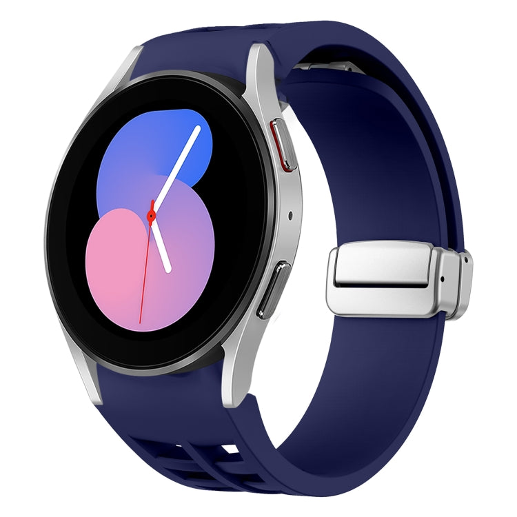 リチャード マグネティック折りたたみシルバーバックルシリコン製時計バンド、Samsung Galaxy Watch 6 40 / 44mm用、Samsung Galaxy Watch 5 40 / 44mm用、Samsung Galaxy Watch 4 40 / 44mm用