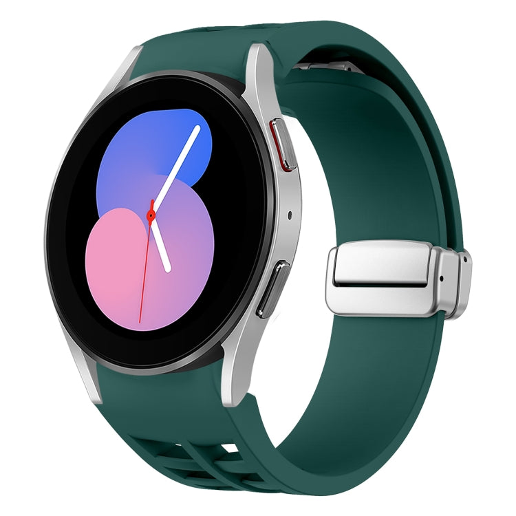 リチャード マグネティック折りたたみシルバーバックルシリコン製時計バンド、Samsung Galaxy Watch 6 40 / 44mm用、Samsung Galaxy Watch 5 40 / 44mm用、Samsung Galaxy Watch 4 40 / 44mm用
