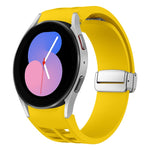 リチャード マグネティック折りたたみシルバーバックルシリコン製時計バンド、Samsung Galaxy Watch 6 40 / 44mm用、Samsung Galaxy Watch 5 40 / 44mm用、Samsung Galaxy Watch 4 40 / 44mm用