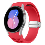 リチャード マグネティック折りたたみシルバーバックルシリコン製時計バンド、Samsung Galaxy Watch 6 40 / 44mm用、Samsung Galaxy Watch 5 40 / 44mm用、Samsung Galaxy Watch 4 40 / 44mm用