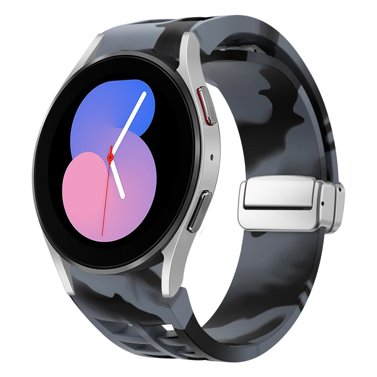 リチャード マグネティック折りたたみシルバーバックルシリコン製時計バンド、Samsung Galaxy Watch 6 40 / 44mm用、Samsung Galaxy Watch 5 40 / 44mm用、Samsung Galaxy Watch 4 40 / 44mm用
