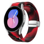 リチャード マグネティック折りたたみシルバーバックルシリコン製時計バンド、Samsung Galaxy Watch 6 40 / 44mm用、Samsung Galaxy Watch 5 40 / 44mm用、Samsung Galaxy Watch 4 40 / 44mm用