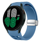 リチャード マグネティック折りたたみシルバーバックルシリコン製時計バンド、Samsung Galaxy Watch 6 40 / 44mm用、Samsung Galaxy Watch 5 40 / 44mm用、Samsung Galaxy Watch 4 40 / 44mm用