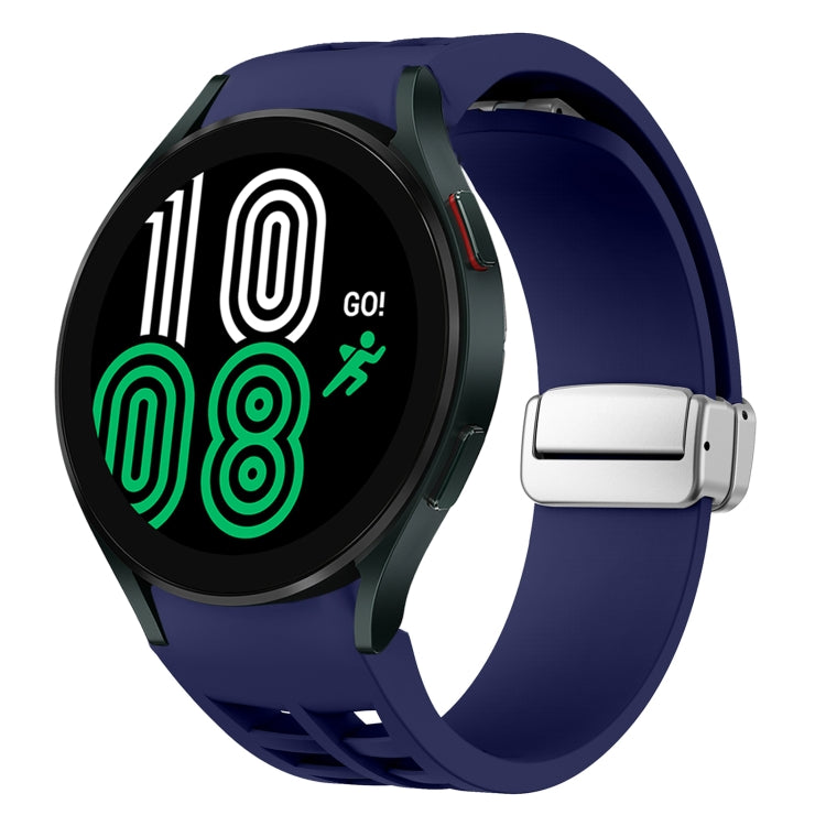 リチャード マグネティック折りたたみシルバーバックルシリコン製時計バンド、Samsung Galaxy Watch 6 40 / 44mm用、Samsung Galaxy Watch 5 40 / 44mm用、Samsung Galaxy Watch 4 40 / 44mm用