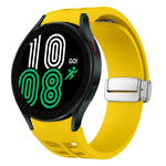 リチャード マグネティック折りたたみシルバーバックルシリコン製時計バンド、Samsung Galaxy Watch 6 40 / 44mm用、Samsung Galaxy Watch 5 40 / 44mm用、Samsung Galaxy Watch 4 40 / 44mm用