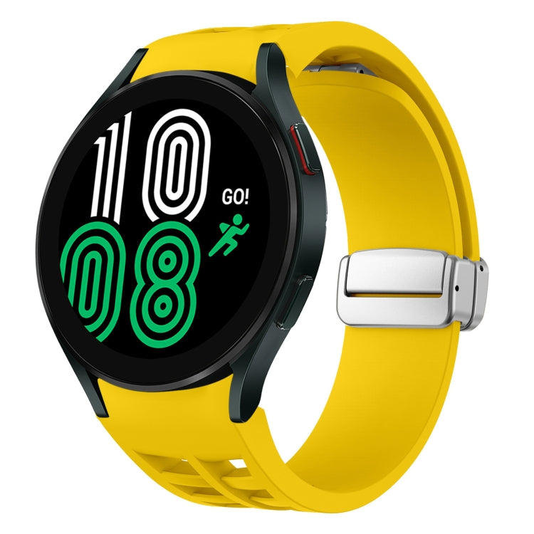 リチャード マグネティック折りたたみシルバーバックルシリコン製時計バンド、Samsung Galaxy Watch 6 40 / 44mm用、Samsung Galaxy Watch 5 40 / 44mm用、Samsung Galaxy Watch 4 40 / 44mm用
