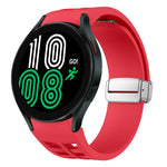 リチャード マグネティック折りたたみシルバーバックルシリコン製時計バンド、Samsung Galaxy Watch 6 40 / 44mm用、Samsung Galaxy Watch 5 40 / 44mm用、Samsung Galaxy Watch 4 40 / 44mm用