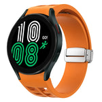 リチャード マグネティック折りたたみシルバーバックルシリコン製時計バンド、Samsung Galaxy Watch 6 40 / 44mm用、Samsung Galaxy Watch 5 40 / 44mm用、Samsung Galaxy Watch 4 40 / 44mm用
