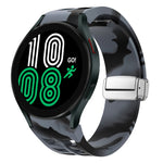 リチャード マグネティック折りたたみシルバーバックルシリコン製時計バンド、Samsung Galaxy Watch 6 40 / 44mm用、Samsung Galaxy Watch 5 40 / 44mm用、Samsung Galaxy Watch 4 40 / 44mm用