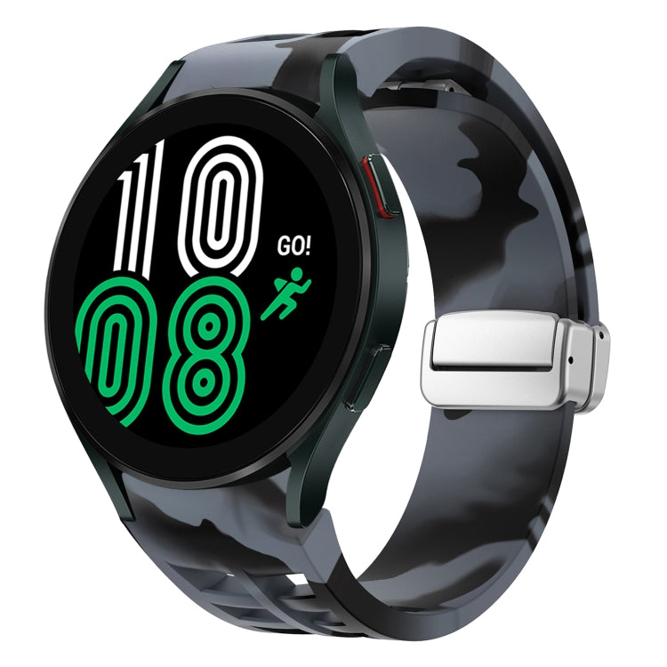 リチャード マグネティック折りたたみシルバーバックルシリコン製時計バンド、Samsung Galaxy Watch 6 40 / 44mm用、Samsung Galaxy Watch 5 40 / 44mm用、Samsung Galaxy Watch 4 40 / 44mm用