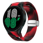 リチャード マグネティック折りたたみシルバーバックルシリコン製時計バンド、Samsung Galaxy Watch 6 40 / 44mm用、Samsung Galaxy Watch 5 40 / 44mm用、Samsung Galaxy Watch 4 40 / 44mm用
