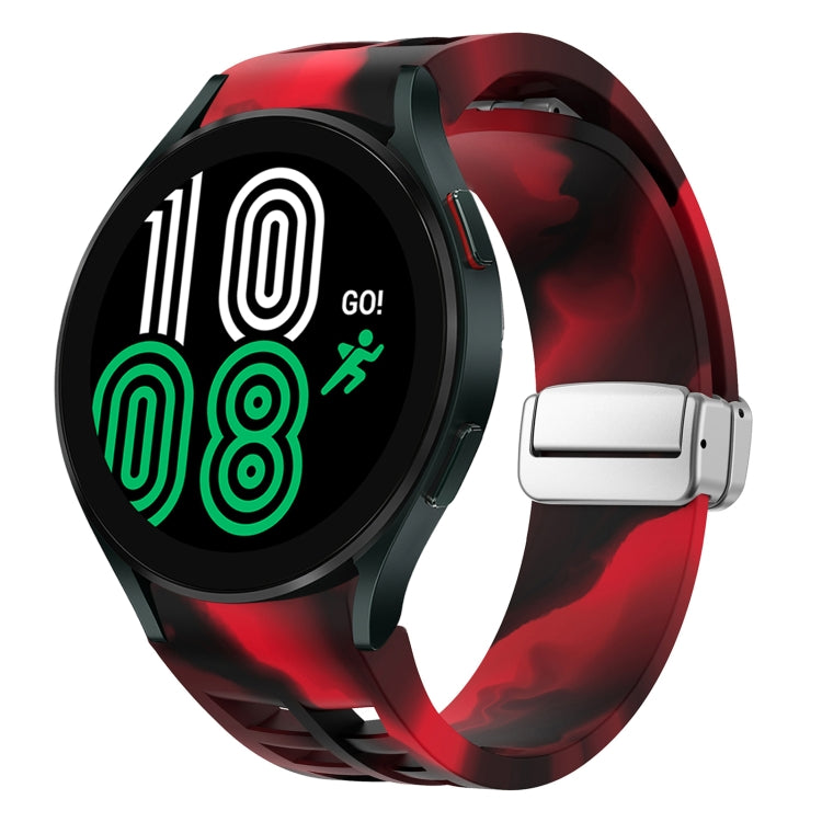 リチャード マグネティック折りたたみシルバーバックルシリコン製時計バンド、Samsung Galaxy Watch 6 40 / 44mm用、Samsung Galaxy Watch 5 40 / 44mm用、Samsung Galaxy Watch 4 40 / 44mm用