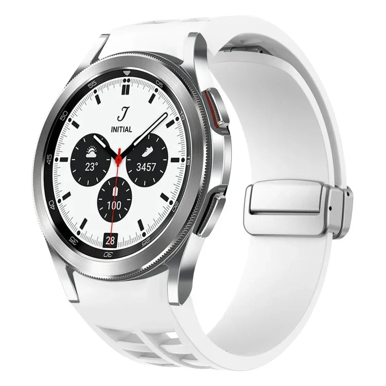 リチャード 磁気折りたたみシルバーバックル シリコンウォッチバンド Samsung Galaxy Watch 4 Classic 42 / 46mm用