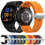 リチャード マグネティック折りたたみシルバーバックルシリコン製時計バンド、Samsung Galaxy Watch 5 Pro 45mm用、Samsung Galaxy Watch 7 40 / 44mm用、Samsung Galaxy Watch 6 Classic 43 / 47mm用