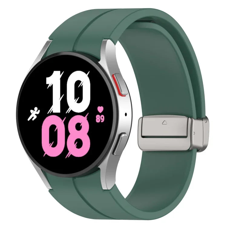マグネット折りたたみシルバーバックルシリコンウォッチバンド Samsung Galaxy Watch FE 40mm用, Samsung Galaxy Watch7 40 / 44mm用