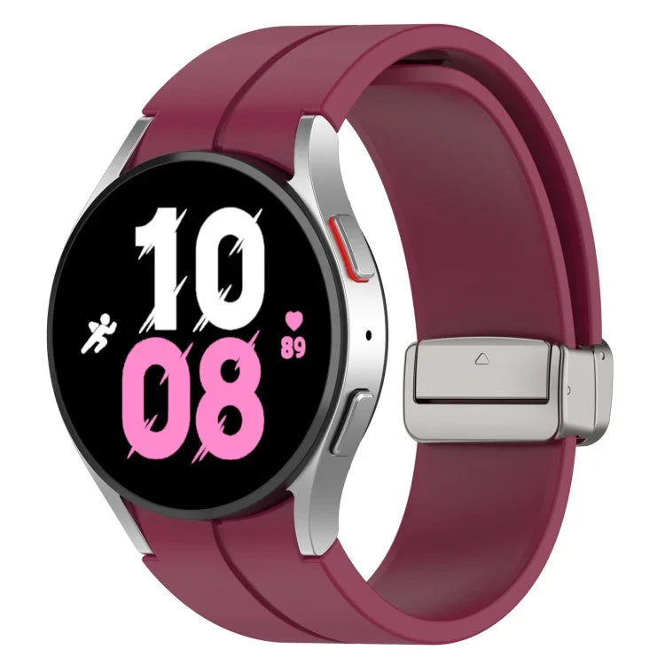 マグネット折りたたみシルバーバックルシリコンウォッチバンド Samsung Galaxy Watch FE 40mm用, Samsung Galaxy Watch7 40 / 44mm用