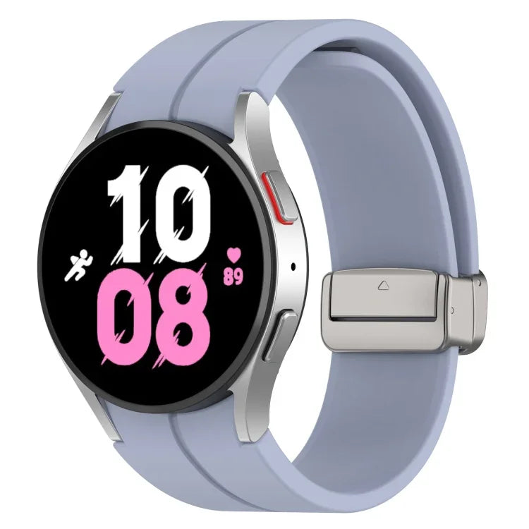 マグネット折りたたみシルバーバックルシリコンウォッチバンド Samsung Galaxy Watch FE 40mm用, Samsung Galaxy Watch7 40 / 44mm用