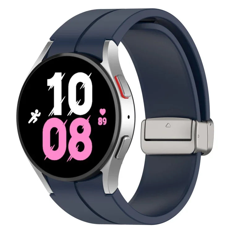マグネット折りたたみシルバーバックルシリコンウォッチバンド Samsung Galaxy Watch FE 40mm用, Samsung Galaxy Watch7 40 / 44mm用
