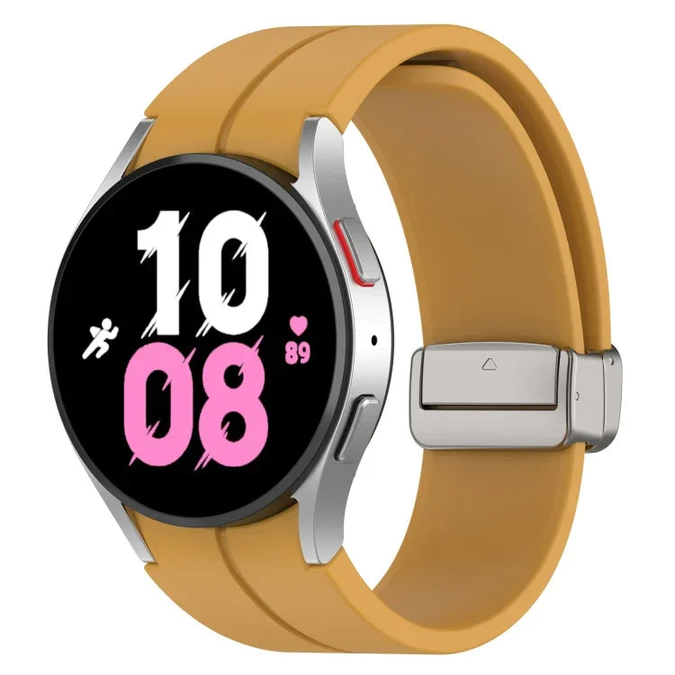 マグネット折りたたみシルバーバックルシリコンウォッチバンド Samsung Galaxy Watch FE 40mm用, Samsung Galaxy Watch7 40 / 44mm用