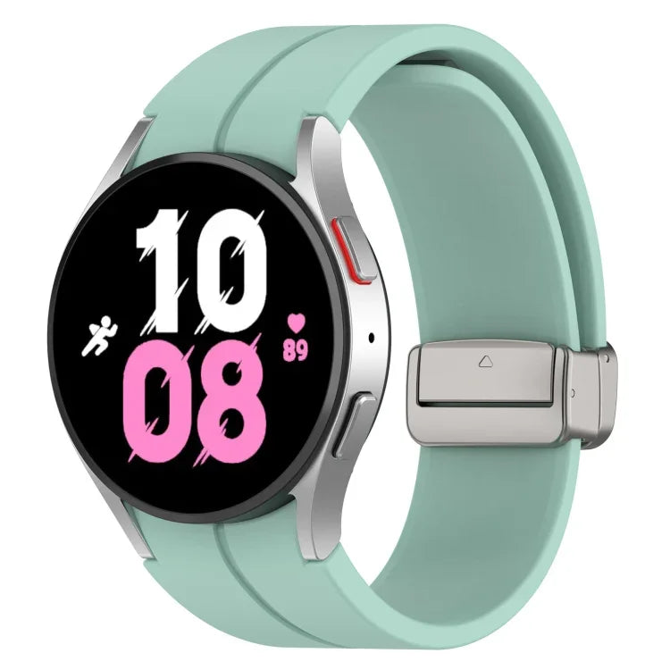 マグネット折りたたみシルバーバックルシリコンウォッチバンド Samsung Galaxy Watch FE 40mm用, Samsung Galaxy Watch7 40 / 44mm用