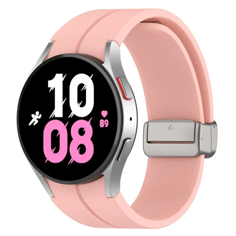 マグネット折りたたみシルバーバックルシリコンウォッチバンド Samsung Galaxy Watch FE 40mm用, Samsung Galaxy Watch7 40 / 44mm用
