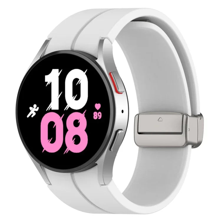 マグネット折りたたみシルバーバックルシリコンウォッチバンド Samsung Galaxy Watch FE 40mm用, Samsung Galaxy Watch7 40 / 44mm用
