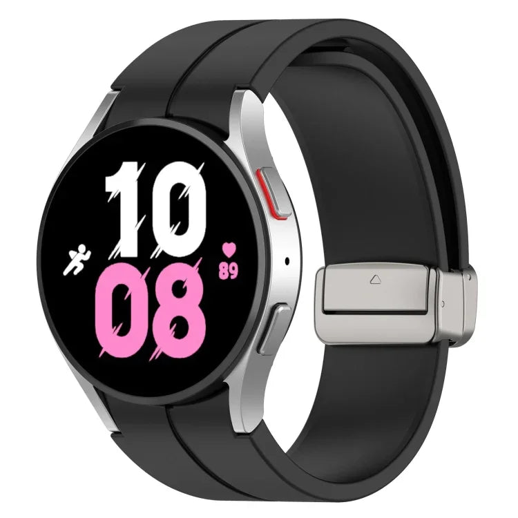 マグネット折りたたみシルバーバックルシリコンウォッチバンド Samsung Galaxy Watch FE 40mm用, Samsung Galaxy Watch7 40 / 44mm用