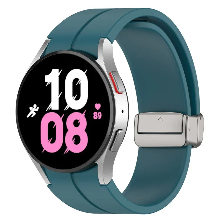マグネット折りたたみシルバーバックルシリコンウォッチバンド Samsung Galaxy Watch FE 40mm用, Samsung Galaxy Watch7 40 / 44mm用
