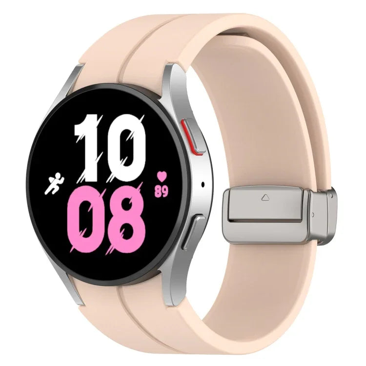 マグネット折りたたみシルバーバックルシリコンウォッチバンド Samsung Galaxy Watch FE 40mm用, Samsung Galaxy Watch7 40 / 44mm用