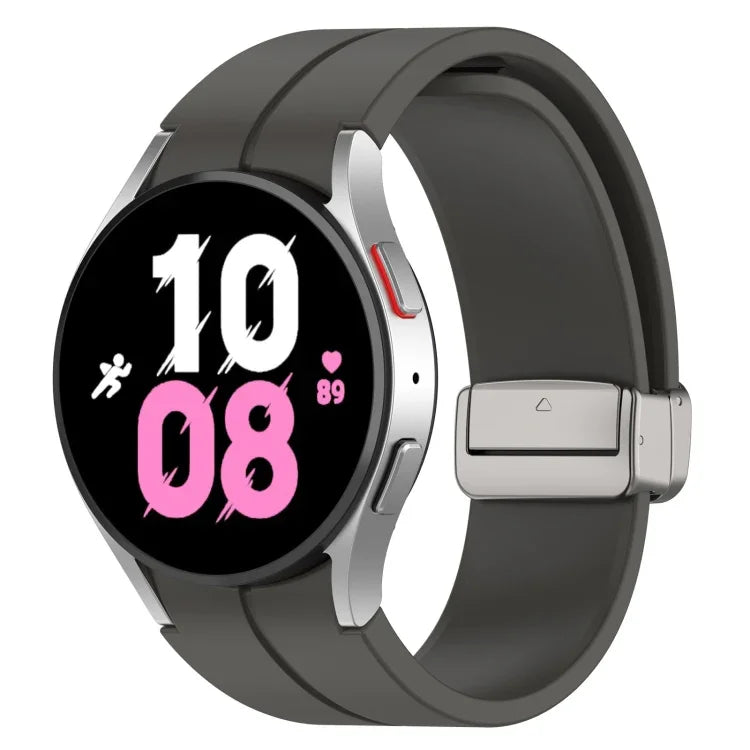 マグネット折りたたみシルバーバックルシリコンウォッチバンド Samsung Galaxy Watch FE 40mm用, Samsung Galaxy Watch7 40 / 44mm用