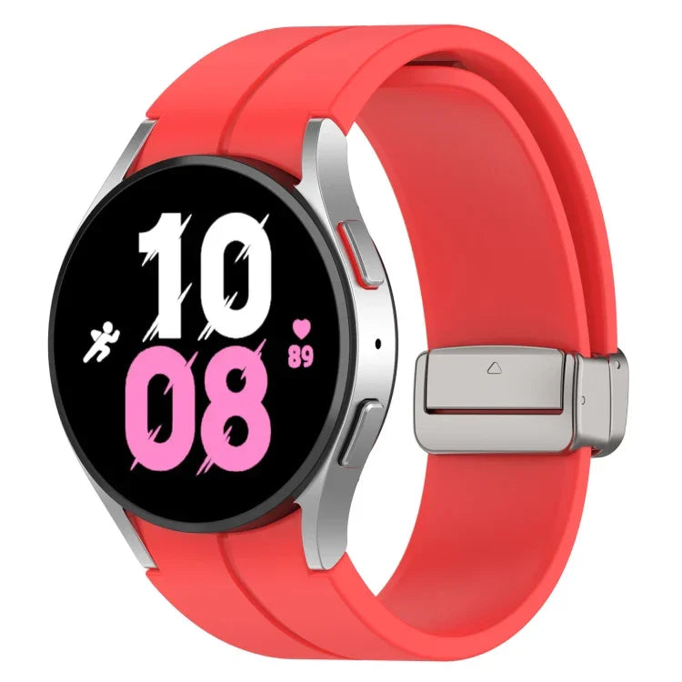 マグネット折りたたみシルバーバックルシリコンウォッチバンド Samsung Galaxy Watch FE 40mm用, Samsung Galaxy Watch7 40 / 44mm用