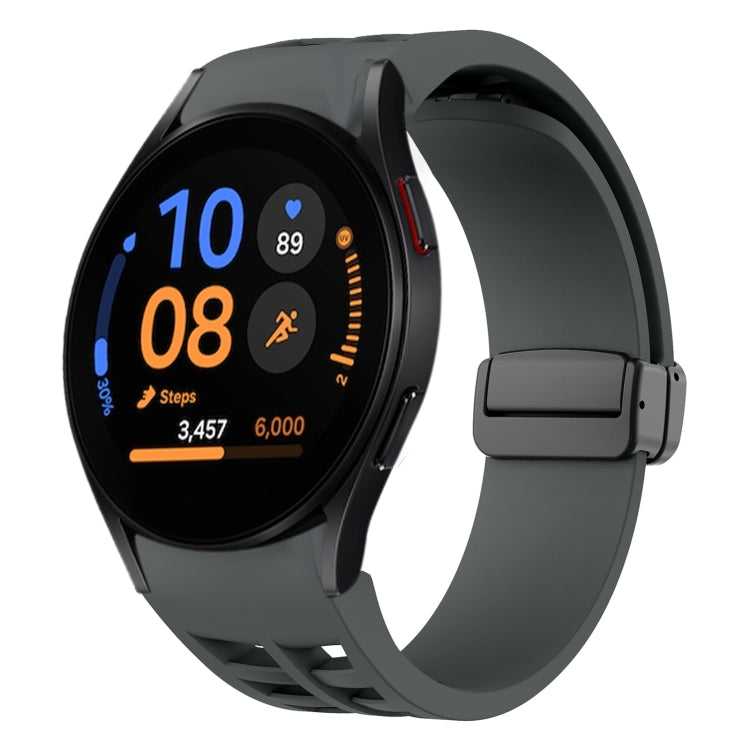 リチャードマグネティック折りたたみブラックバックルシリコンウォッチバンド、Samsung Galaxy Watch FE 40mm用、Samsung Galaxy Watch 7 40 / 44mm用、Samsung Galaxy Watch 6 クラシック 43 / 47mm用