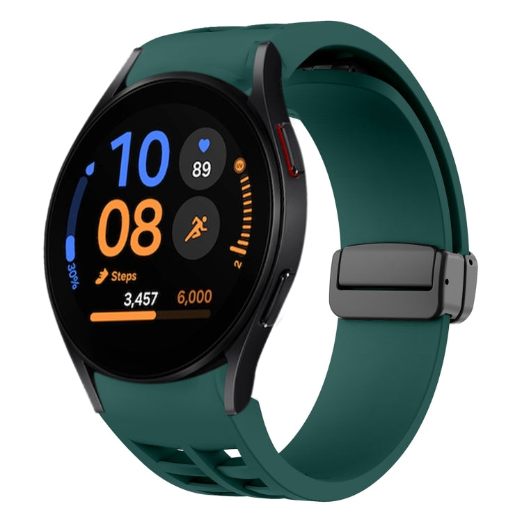 リチャードマグネティック折りたたみブラックバックルシリコンウォッチバンド、Samsung Galaxy Watch FE 40mm用、Samsung Galaxy Watch 7 40 / 44mm用、Samsung Galaxy Watch 6 クラシック 43 / 47mm用