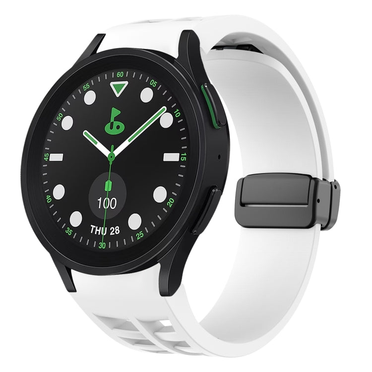 リチャードマグネティック折りたたみブラックバックルシリコンウォッチバンド、Samsung Galaxy Watch 6 40 / 44mm用、Samsung Galaxy Watch 5 Pro ゴルフエディション用、Samsung Galaxy Watch 5 ゴルフエディション用