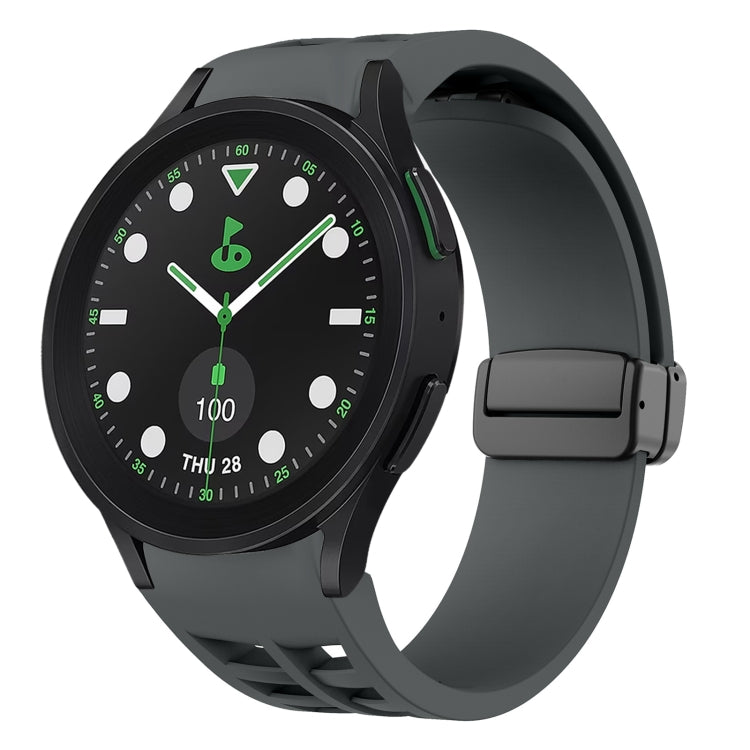 リチャードマグネティック折りたたみブラックバックルシリコンウォッチバンド、Samsung Galaxy Watch 6 40 / 44mm用、Samsung Galaxy Watch 5 Pro ゴルフエディション用、Samsung Galaxy Watch 5 ゴルフエディション用