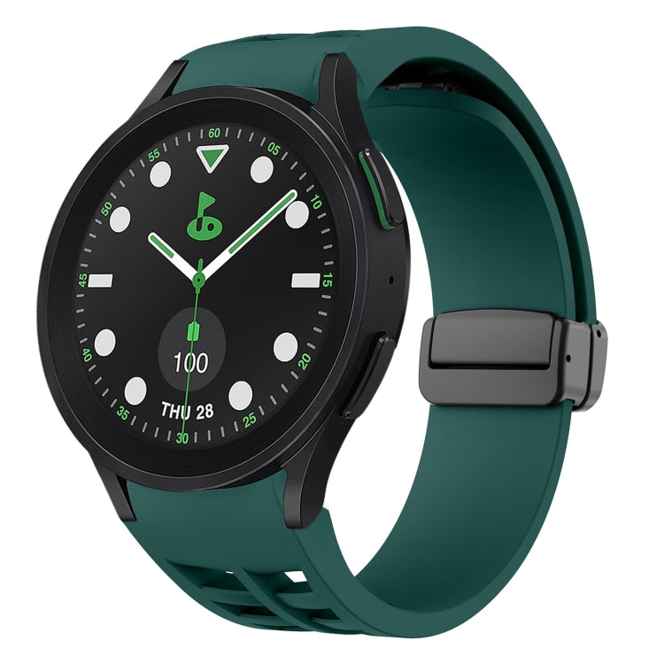 リチャードマグネティック折りたたみブラックバックルシリコンウォッチバンド、Samsung Galaxy Watch 6 40 / 44mm用、Samsung Galaxy Watch 5 Pro ゴルフエディション用、Samsung Galaxy Watch 5 ゴルフエディション用