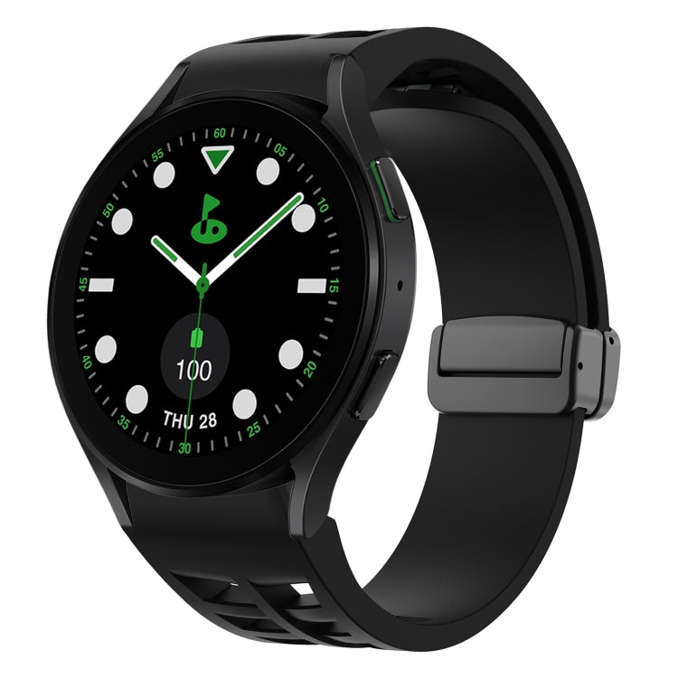 リチャードマグネティック折りたたみブラックバックルシリコンウォッチバンド、Samsung Galaxy Watch 6 40 / 44mm用、Samsung Galaxy Watch 5 Pro ゴルフエディション用、Samsung Galaxy Watch 5 ゴルフエディション用