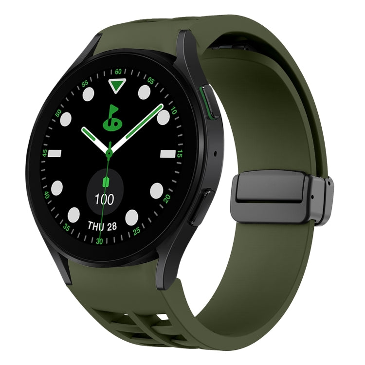 リチャードマグネティック折りたたみブラックバックルシリコンウォッチバンド、Samsung Galaxy Watch 6 40 / 44mm用、Samsung Galaxy Watch 5 Pro ゴルフエディション用、Samsung Galaxy Watch 5 ゴルフエディション用