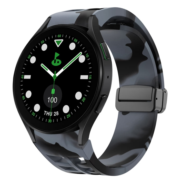 リチャードマグネティック折りたたみブラックバックルシリコンウォッチバンド、Samsung Galaxy Watch 6 40 / 44mm用、Samsung Galaxy Watch 5 Pro ゴルフエディション用、Samsung Galaxy Watch 5 ゴルフエディション用