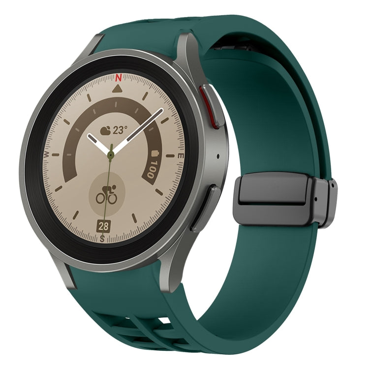 リチャードマグネティック折りたたみブラックバックルシリコンウォッチバンド、Samsung Galaxy Watch 5 40 / 44mm用、Samsung Galaxy Watch 5 Pro 45mm用、Samsung Galaxy Watch 4 40 / 44mm用