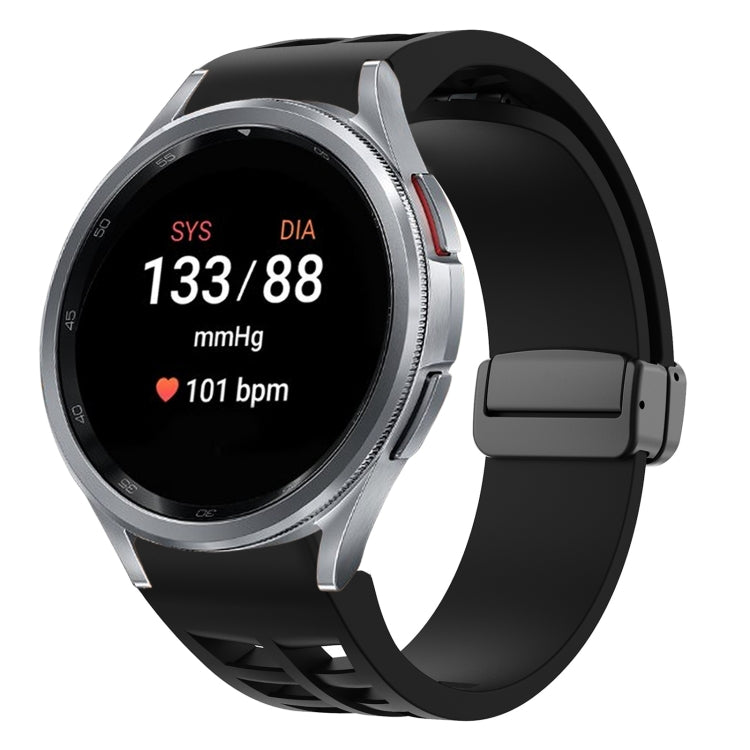 リチャードマグネティック折りたたみブラックバックルシリコンウォッチバンド、Samsung Galaxy Watch FE 40mm用、Samsung Galaxy Watch 7 40 / 44mm用、Samsung Galaxy Watch 6 クラシック 43 / 47mm用