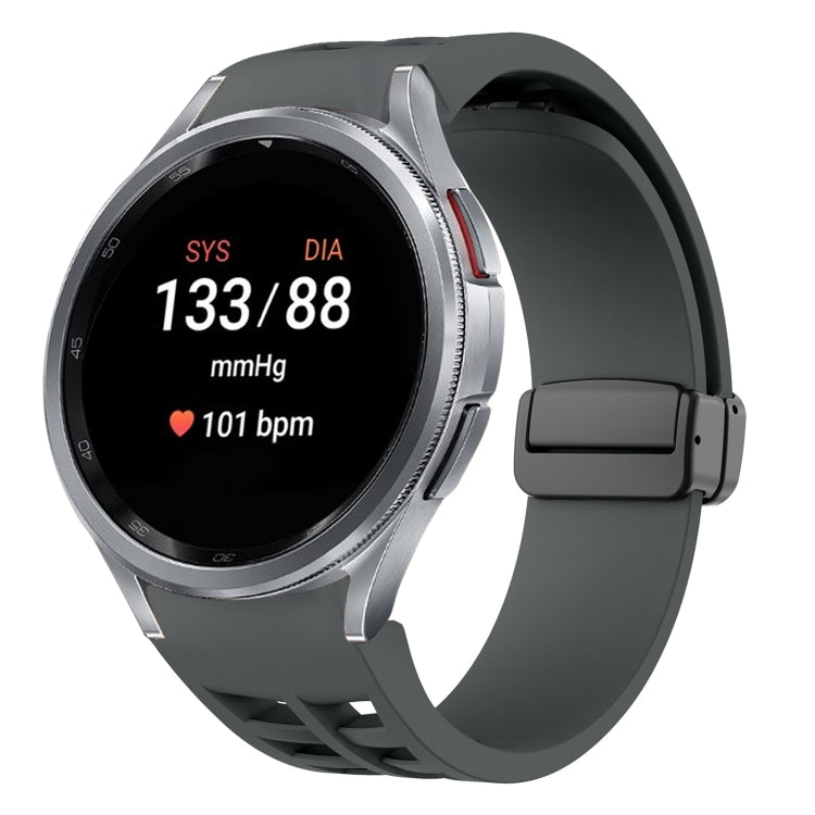 リチャードマグネティック折りたたみブラックバックルシリコンウォッチバンド、Samsung Galaxy Watch FE 40mm用、Samsung Galaxy Watch 7 40 / 44mm用、Samsung Galaxy Watch 6 クラシック 43 / 47mm用