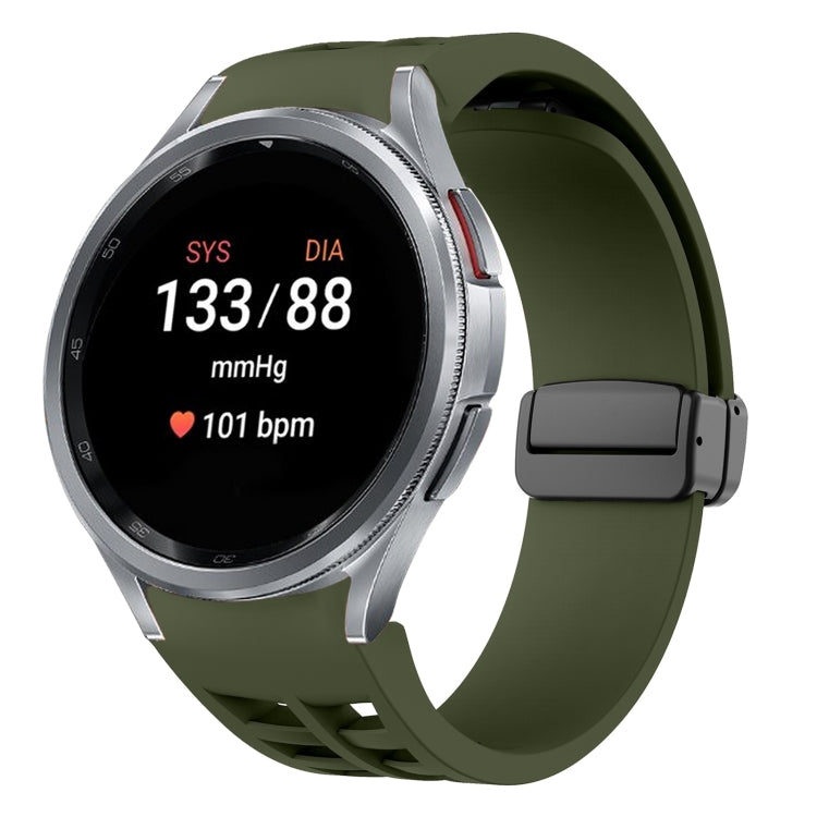 リチャードマグネティック折りたたみブラックバックルシリコンウォッチバンド、Samsung Galaxy Watch FE 40mm用、Samsung Galaxy Watch 7 40 / 44mm用、Samsung Galaxy Watch 6 クラシック 43 / 47mm用