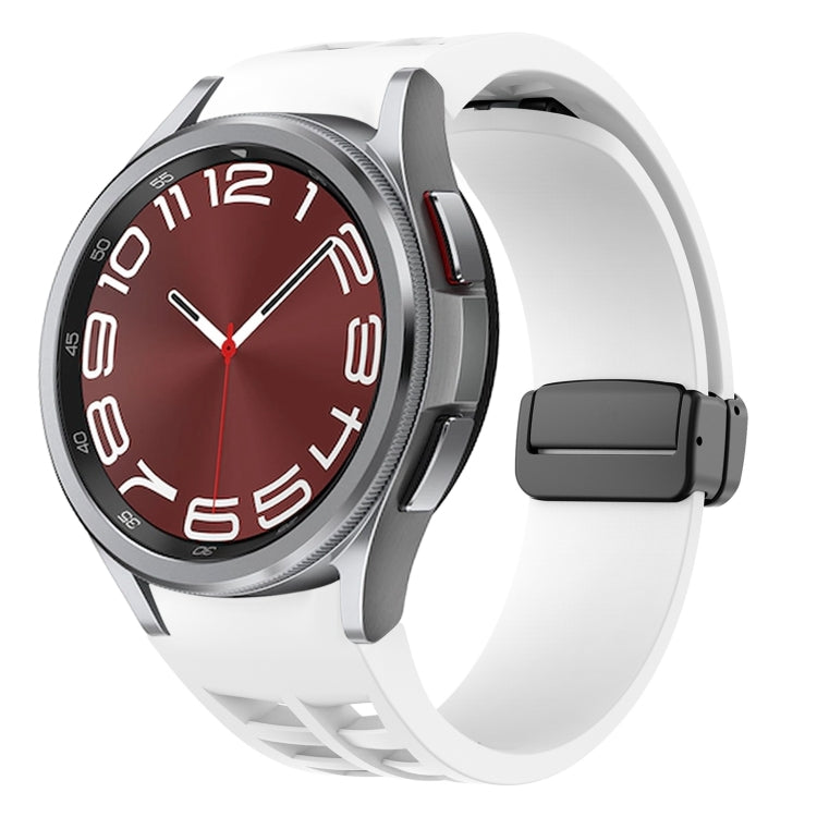 リチャードマグネティック折りたたみブラックバックルシリコンウォッチバンド、Samsung Galaxy Watch FE 40mm用、Samsung Galaxy Watch 7 40 / 44mm用、Samsung Galaxy Watch 6 クラシック 43 / 47mm用