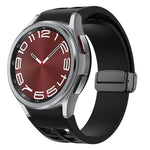 リチャードマグネティック折りたたみブラックバックルシリコンウォッチバンド、Samsung Galaxy Watch FE 40mm用、Samsung Galaxy Watch 7 40 / 44mm用、Samsung Galaxy Watch 6 クラシック 43 / 47mm用